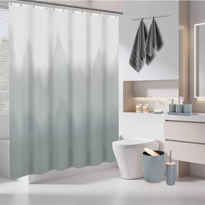 iMucci Bathroom Accessories Bathroom Sets with Shower Curtain, Bath Towel Set, Trash Can, Toilet Brush, Soap Dispenser, Bathroom Accessories Set Complete