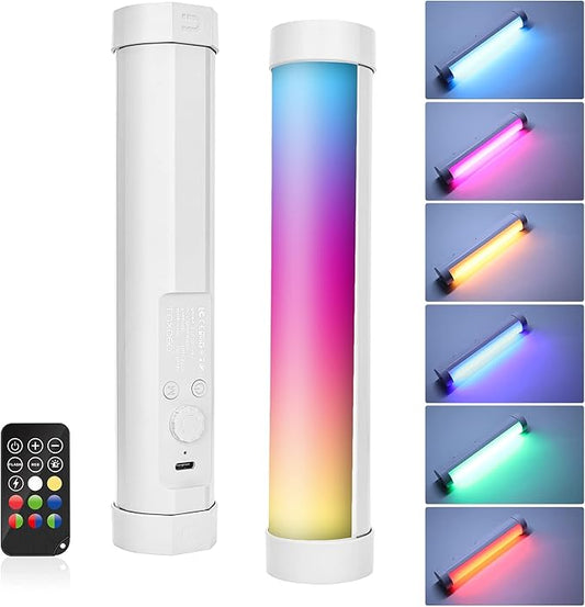 LUXCEO Handheld Light Wand, Multicolor RGB LED Video Light for Photography, 2000mAh Rechargeable Mini Light Stick for Video Shooting Professional Tube Lights with Magnetic for Vlog, TikTok(White)