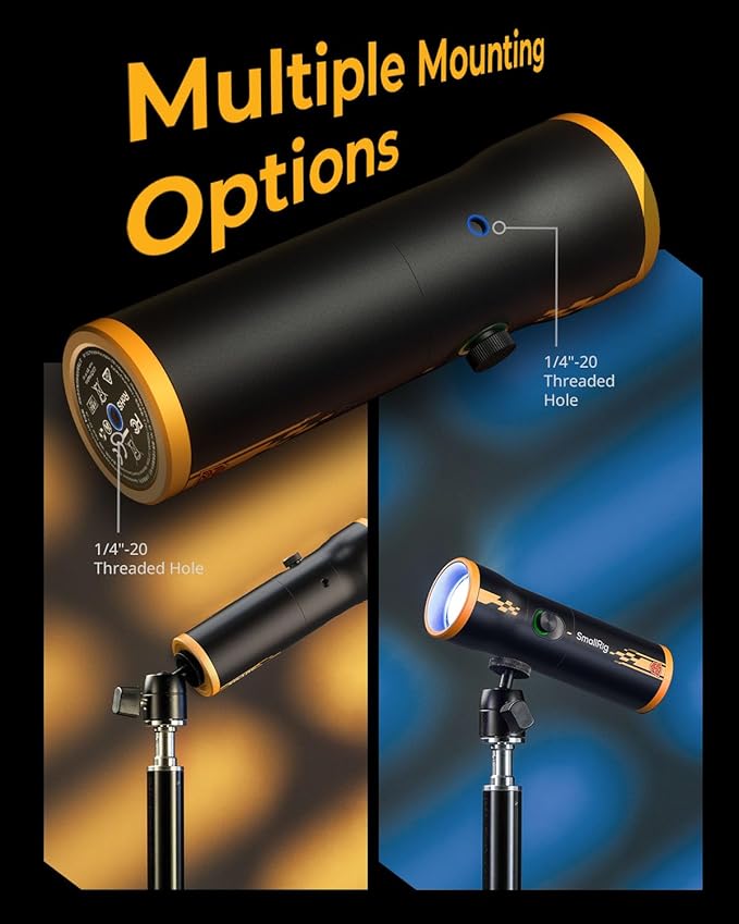 SmallRig RF 10C Portable Photography Flashlight, 4 Color LED Video Spotlight, 21 Filters GOBO Light, 7500mAh Aluminum Alloy Ambient Light, Content Creation Camera Accessories, Bumblebee Edition 5512