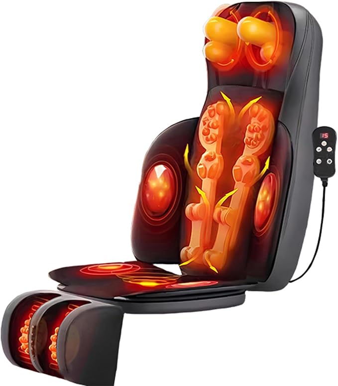 Lvrunben Shiatsu Back Massager with Heat, 3D Kneading Massage Chair Pad, Electric Massage Seat Cushion for Body, Neck,Shoulder, with Movable Multi-Function Leg and Foot Massager for Office, Home