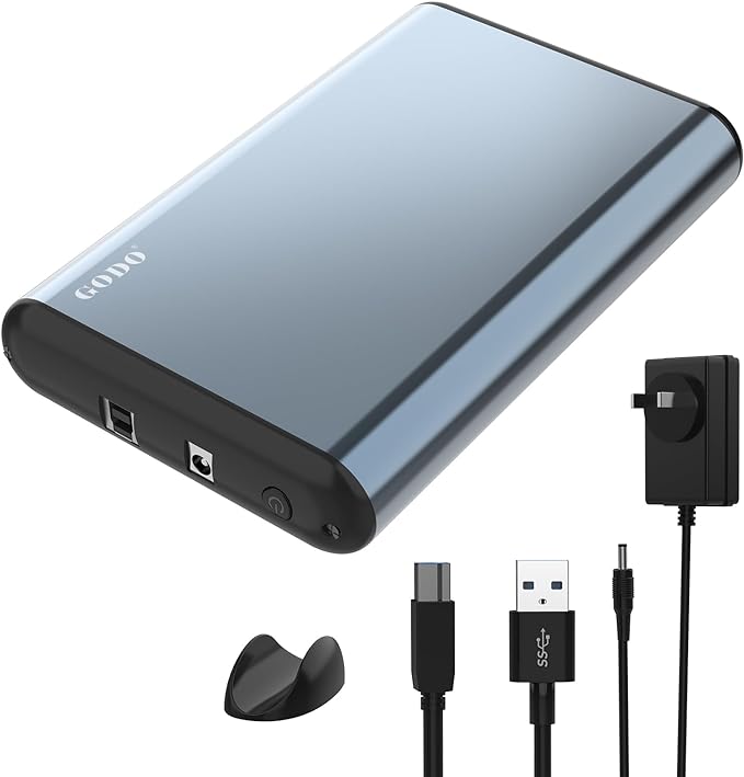 GODO SAS to USB 3.0 Hard Drive Adapter,SAS/SATA Hard Drive Enclosure Reader Docking Station for 3.5 inch HDD SSD with 12V/3A Power Adapter,Support up to 20TB and UASP Tool Free