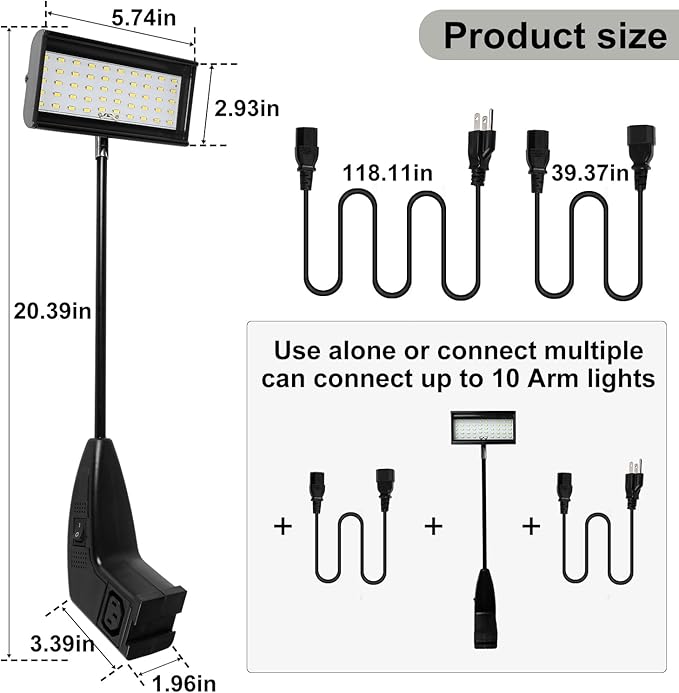 Trade Show Lights LED Display and Exhibit Arm Lighting, Connectable Tradeshow Lights Included Clamps, Mounting Brackets, Power Cables, Connect Cables (2pcs Black) (Black)