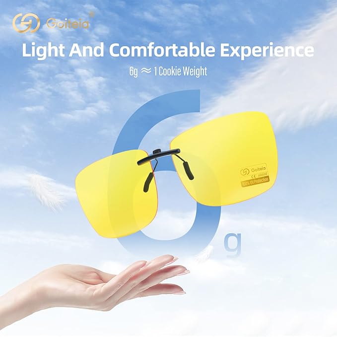 Goiteia Polarised Clip on Night Driving Glasses for Men Women,Cut off Blinding Headlights From Tall Trucks and SUVs