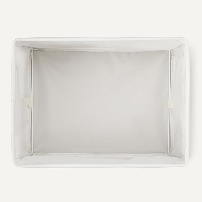 Amazon Basics Collapsible Storage Bins with Leather Handles, Charcoal, Large, Pack of 3