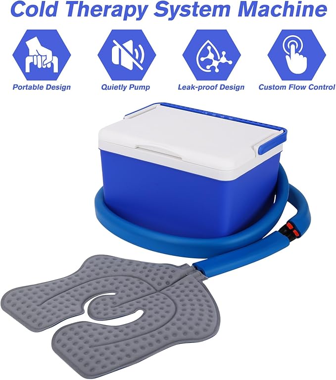 Cold Therapy System Ice Machine System for Knee After Surgery, Knee Ice Machine Cryotherapy Unit with Quiet Pump & Universal Cold Pad for Knee, Shoulder, Hip and Back