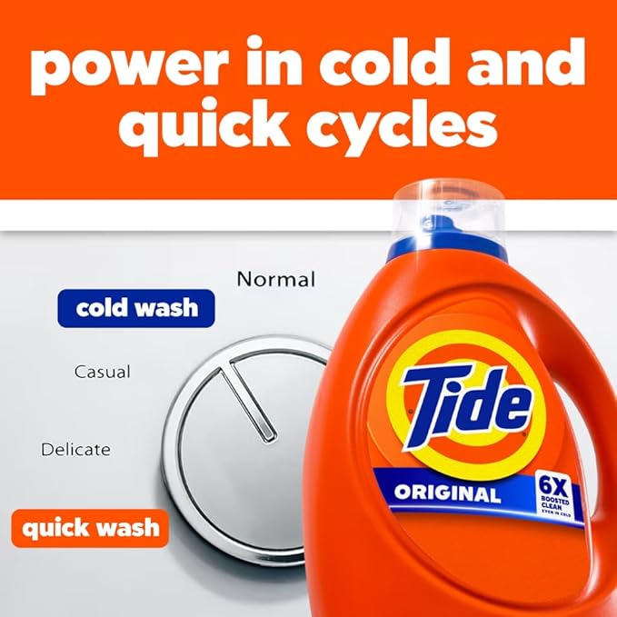 Tide Liquid Laundry Detergent, Original, 64 loads, 80 fl oz, HE Compatible (Packaging May Vary)