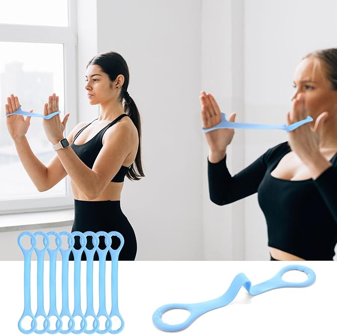 Hiboom 24 Pack Rubber Figure 8 Resistance Bands with Non Slip Handles, Elastic Workout Bands for Arm Back Chest Training, Yoga, Pilates Physical, Home Gym Equipment