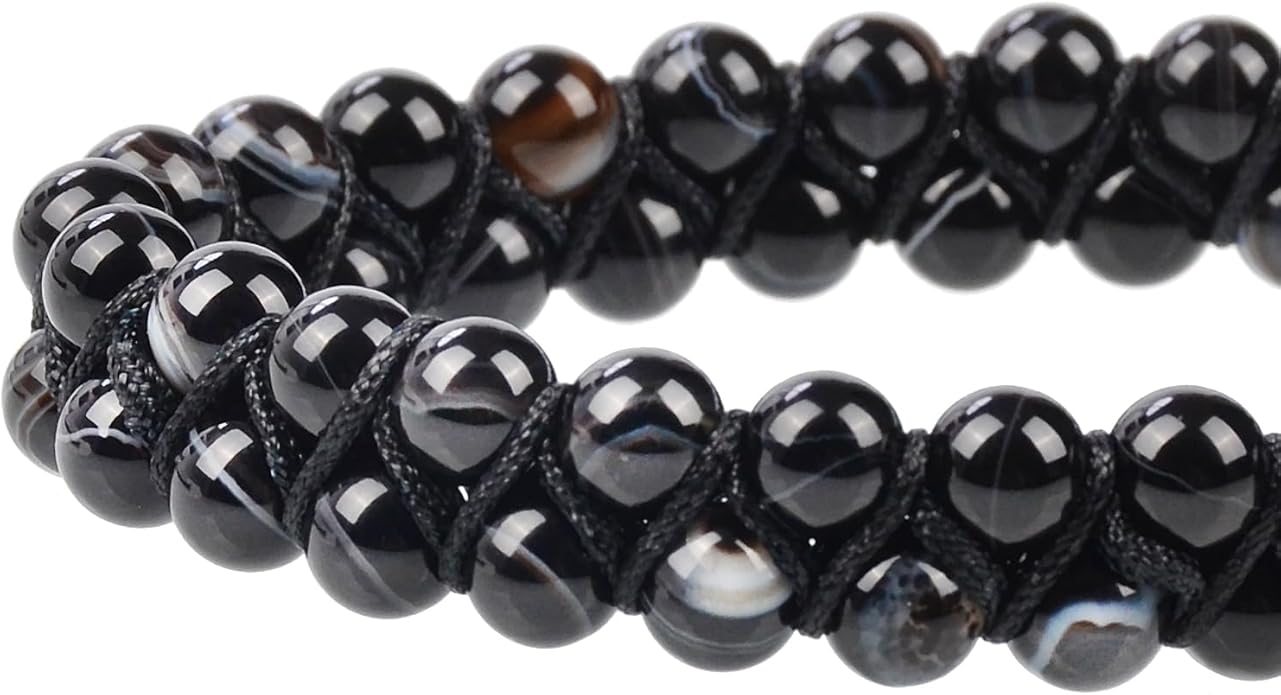 MASSIVE BEADS Double Layer Natural Chakra Healing Power Crystals Macrame Bracelet Yoga Stone Beads Gemstone Meditation Relax Anxiety Bangle for Unisex Women Men