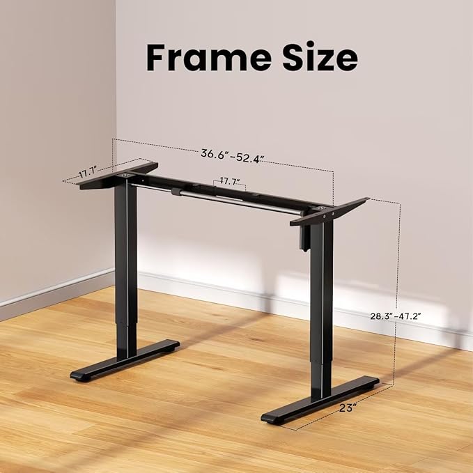 Electric Standing Desk Frame,Memory Controller Height Adjustment,176lbs Weight Capacity,For 37 to 77.5" Desktop,Ergonomic Sit Stand Desk Base for Home Office,Black Frame Only