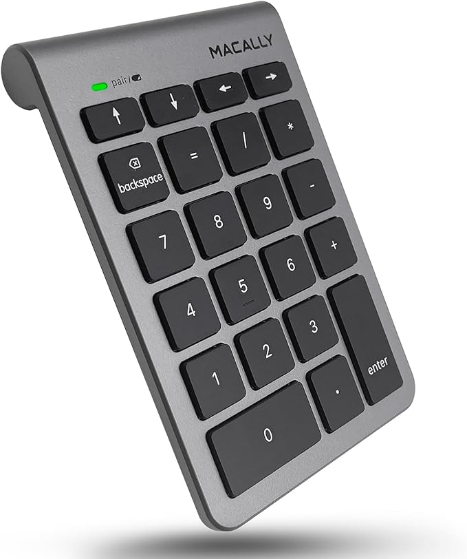 Macally Bluetooth Number Pad for Laptop - Wireless Numeric Keypad - 22 Key Numeric Keypad for Data Entry, Numpad Compatible with MacBook, iPad, iPhone, iOS, Laptop, PC, Android