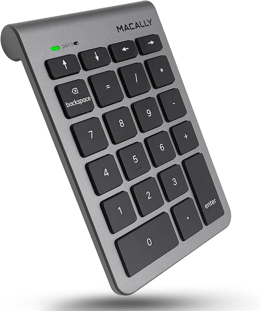 Macally Bluetooth Number Pad for Laptop - Wireless Numeric Keypad - 22 Key Numeric Keypad for Data Entry, Numpad Compatible with MacBook, iPad, iPhone, iOS, Laptop, PC, Android