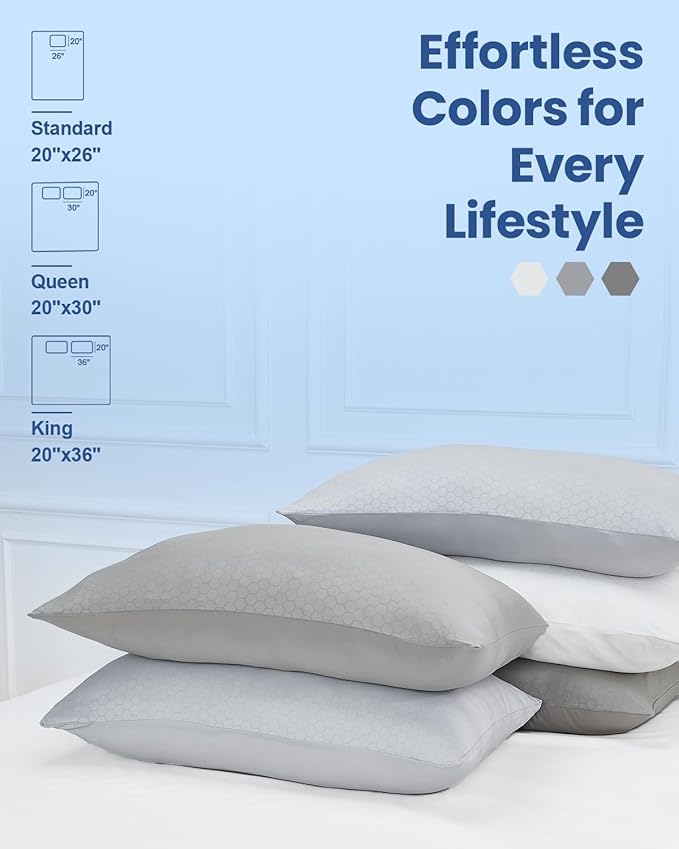 PCM Gel Print Cooling Pillow Cases Only,Queen Size Set of 2 with Double Sided Cold,Moisture Wicking Pillowcase Covers with Hidden Zipper Japanese Cold Tech Pillow Case Protectors for HotSleepers