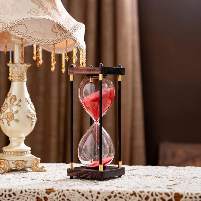 Large Sand Timer, Hourglass Timer 60 Minutes,Vintage Wooden Hour Glass Timer,Modern Home Kitchen Office Decoration (Blue)