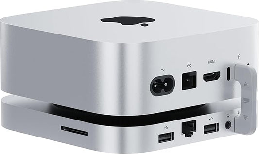 Mate Mini-A 2TB for Mac mini M4 Dock, 80Gbps Thunderbolt 5 Aluminum Alloy Stand with Dual M.2 PCIe SSD Slots (Pre-installed 2TB NVMe, Expandable to 16TB, 2.5G LAN, USB-A 3.0, SD4.0, Silver)