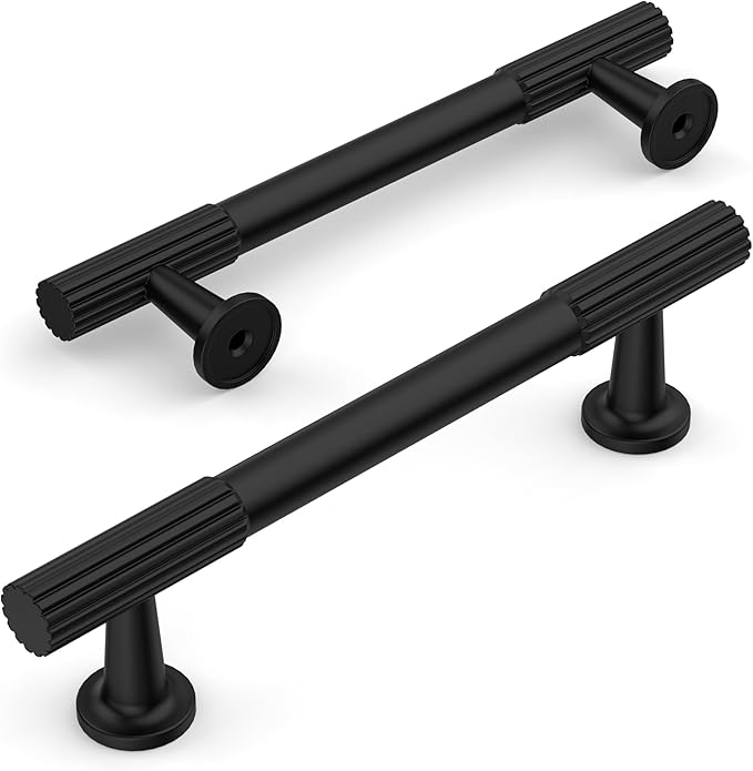 Amerdeco 10 Pack Matte Black Cabinet Pulls 3.75 Inch(96MM) Hole Centers Kitchen Cabinet Handles Hardware Kitchen Handles for Cabinets Cupboard Handles Drawer Pulls ZH0071