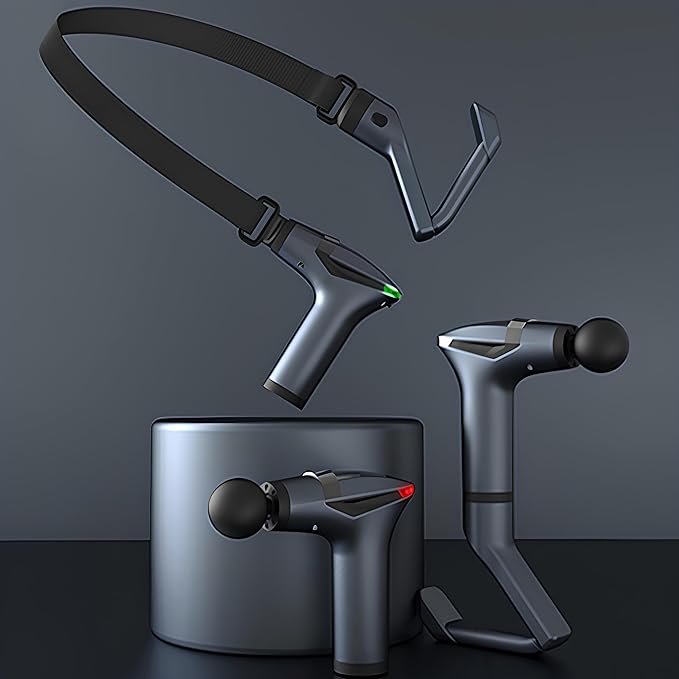 Massage Gun Deep Tissue with Muscle Massager Belt for Relaxation with Extended Handle 3-In-1 Back Massager for Pain Relief, 12 Speed Levels & 4 Replaceable Heads for Athletes, Gym Recovery and Seniors