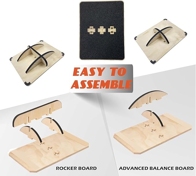 Multi-Optional Wooden Balance Board for all kind of balance tranning, Extra-Large Anti-Slip Wobble, Rocker and Plank Board for Balance and Core Training, Balancing Board for Under Desk
