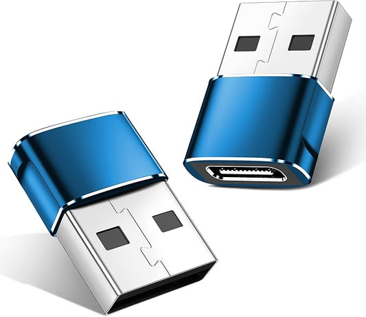 USB to USB C Adapter,Type C Female to A Male OTG Charger Converter for PlayStation 4,Apple Watch Ultra 8 9,iPhone 16 15 14 13 Pro Max,Samsung S24 S23,AirPods,iPad,Car Play-Blue