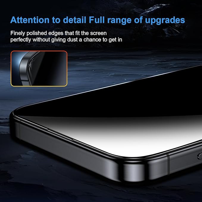 OneFish for iPhone 17 Pro Max Privacy Screen Protector, 4-Way 360° Anti-Spy Tempered Glass, 9H Hardness, HD Clear Anti-Fingerprint 3D Curved Edges, Case-Friendly & Easy Installation [2 Pack]