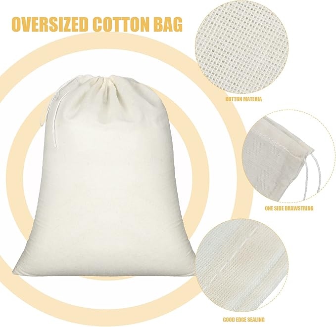 Tatuo 50 Pcs 10 x 12 Inches Muslin Cotton Drawstring Bags Canvas Linen Sachet Bag Reusable Empty Gift Pouch for Party Home Supplies