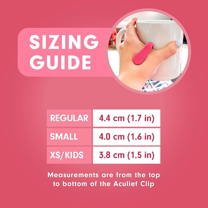 Aculief Acupressure Hand Clip - Stress Management & Hand Pressure Point Support - Portable Comfort & Thumb Pressure Point Clip - Regular, Pink, Pack of 2