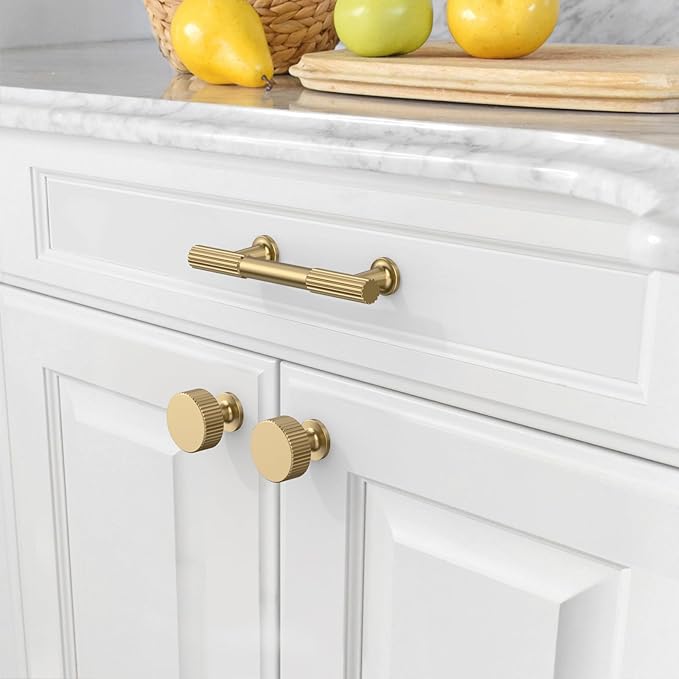 Amerdeco 10 Pack Champagne Bronze Cabinet Knobs Single Hole Cabinet Pulls 1 Inch Drawer Knobs and Pulls for Bathroom Cabinets ZH0071