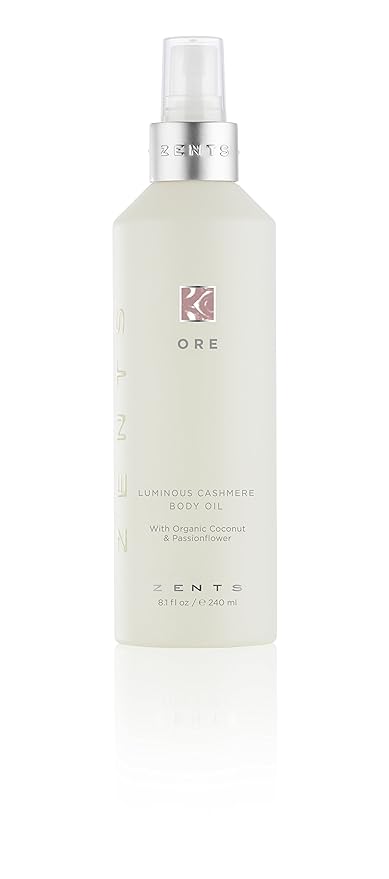 Zents Luminous Cashmere Body Oil (Ore Fragrance) | Moisturizing Body Oil with Vitamin E & Organic Coconut Oil | Softens & Smooths Skin | 8 fl oz