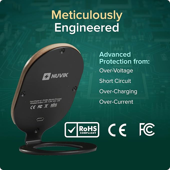 ARK Uno - Solid Wood MagSafe Stand Magnetic Wireless Charging Station w/Adapter & USB to USB C15W Wireless Charger. for iPhone 12-17 & Some Samsung. Home, Office, Kitchen,Best Mens Gifts!