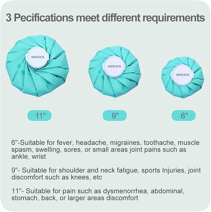Ice Bags for Injuries, Thickened Ice Packs for Injuries Reusable, Hot & Cold Therapy for Pain Relief, Sports Injuries, No-Leak Cold Packs 6"