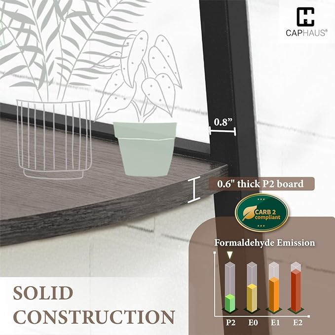 CAPHAUS Tall Corner Shelf Stand, 4-Tier Display Shelves, Ladder Corner Wood Storage Plant Bookshelf with Metal Frame, Versatile Shelving Unit Bookcase for Home Office Space, Dark Grey