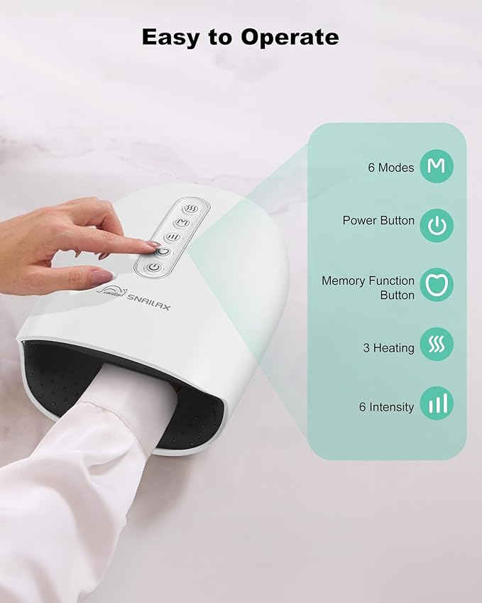 Snailax Hand Massager with Heat and Compression, Hand Massager for Arthritis and Carpal Tunnel Relief, Rechargeable Finger Wrist Massager for Pain Relief, Gifts for Women Men