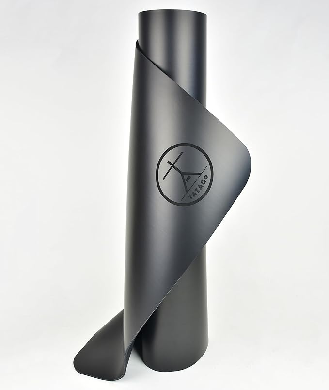 Tatago Hot Yoga Mat Non Slip-Professional Grade Natural Rubber Yoga Mat, Pliates Mat, Stretching Mat or exercise mats for home workout. Nonslip for Hot and Sweaty Classes. Includes Yoga Strap for Carrying and Stretching too.