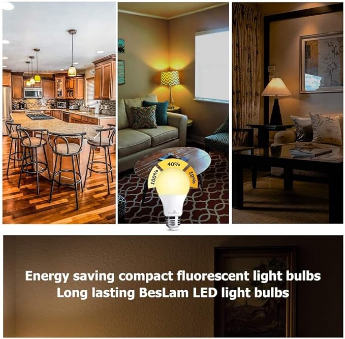 LED Light Bulb 10W Equivalent(60W) Dimmable A19 LED Bulbs, Daylight 2700K Warm White, Energy Efficient, Longer Life, Standard E26 Base, 810 Lumens, 6 Pack