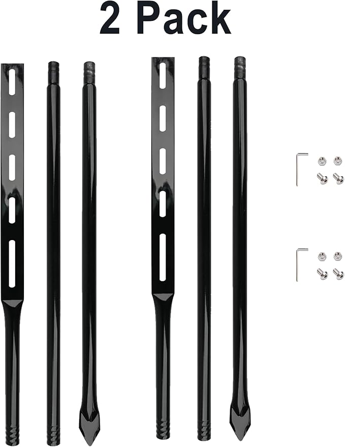 2Pack Metal Stakes for Yard Signs, 54 Inches Heavy Duty Metal Posts, with Hardware, Black