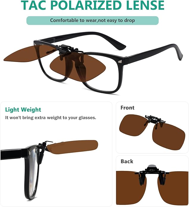 Eyekepper 4 Pack Flip-up Clip-On Sunglasses 59x39 MM Metal Wear Over Glasses