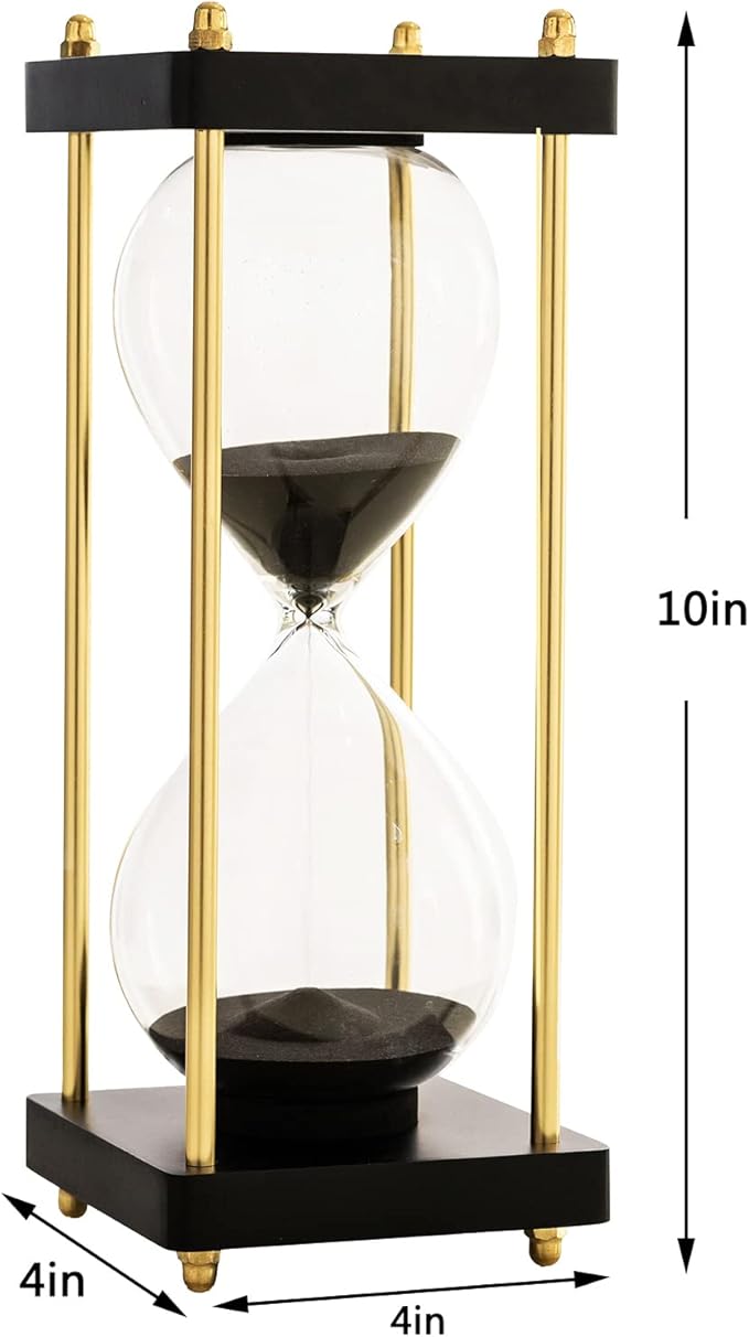 Large Sand Timer, Hourglass Timer 60 Minutes,Vintage Wooden Hour Glass Timer,Modern Home Kitchen Office Decoration (Goldenrod Black)