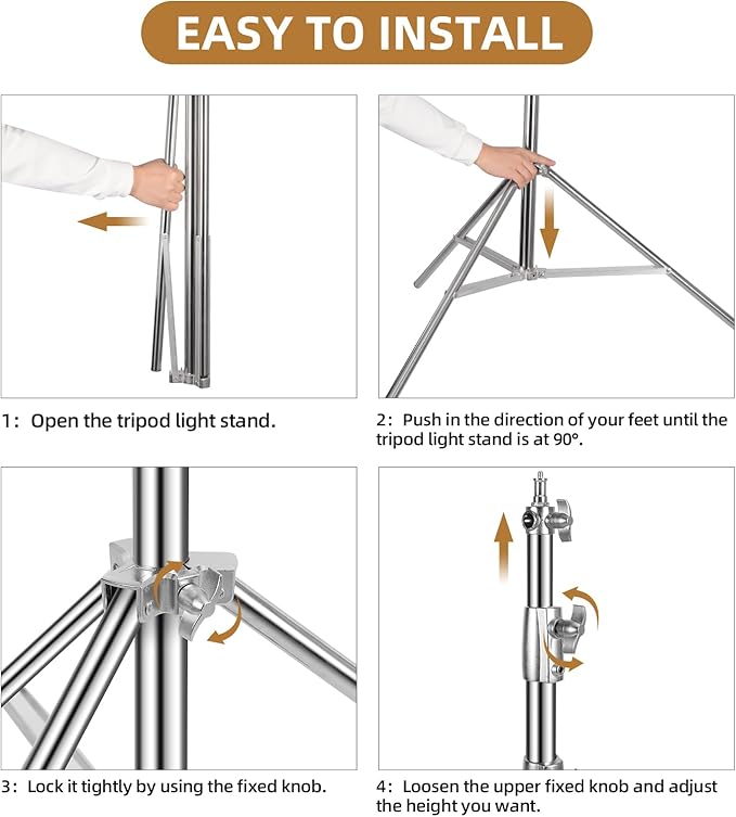 9.2ft/280cm Heavy Duty Light Stand - Spring Cushioned Light Stand, High Stable Light Stand Photography with Carry Bag, Stand Light for Strobe Light, Softbox, Reflector, Ring Light and Flashes