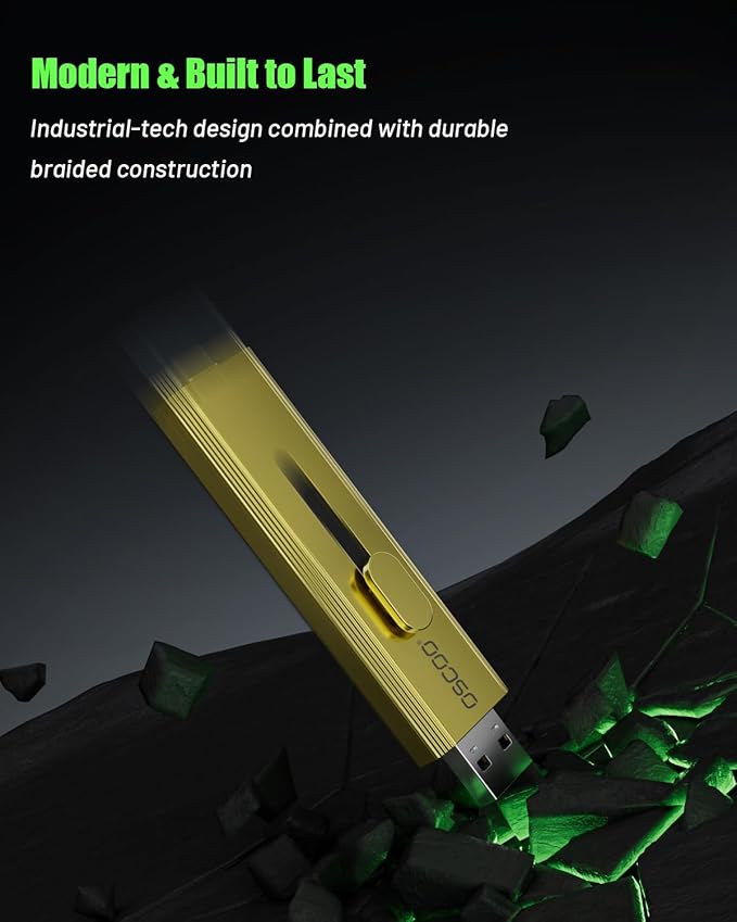 512GB Portable SSD, Up to 1000MB/s, USB 3.2 Gen 2 External Solid State Drive, Dual USB-C & USB-A Ports, Push-Pull Design, Compatible with iPhone 15/16/17, Android, Mac, Windows