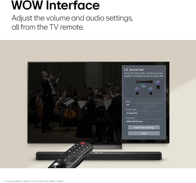 LG S40T 2.1 ch.Soundbar with Wireless Subwoofer, TV Synergy, Wow Interface, AI Sound Pro (2024 New Model)