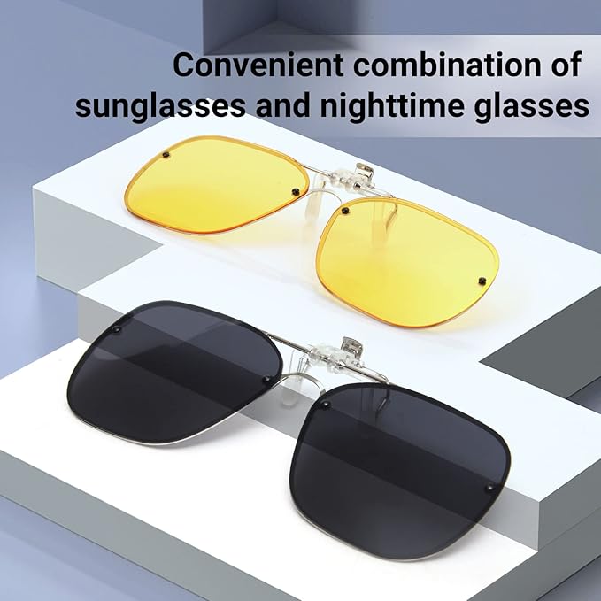 TERAISE Clip-on Night Vision Glasses Flip up Driving Glasses Men Women HD Polarized Anti Glare UV400 for Outdoor