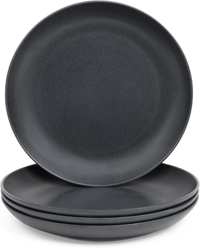 Larder & Vine 12-Piece Melamine Dinnerware Set: Durable, Lightweight, Break-Resistant Plates & Bowls – Stylish, Non-Toxic, Dishwasher Safe – Ideal for Everyday Use, Indoor & Outdoor Dining – Black