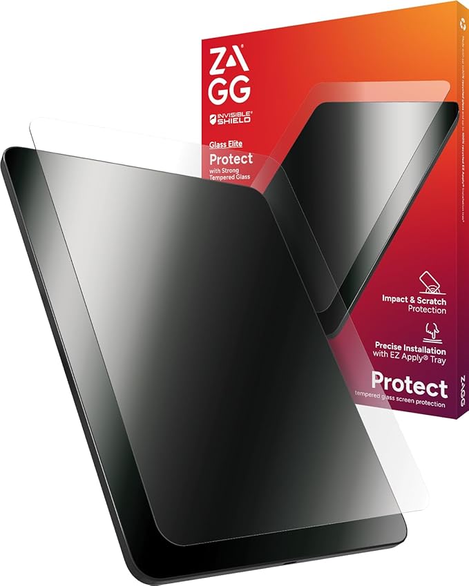 ZAGG Glass Elite iPad Pro 11" (M5)/ Pro 11" (M4) Screen Protector - Ultra-Strong, Scratch-Resistant, Smudge-Free, Easy Install, Eco-Friendly, Tempered Aluminosilicate Glass