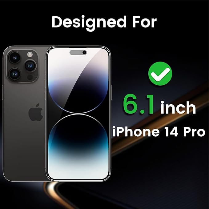 3 Pack Privacy Screen Protector for iPhone 14 Pro 6.1 Inch with 3 Pack Camera Lens Protector, Anti Spy Tempered Glass Film, Anti-Scratch, Touch Sensitive, Case Friendly