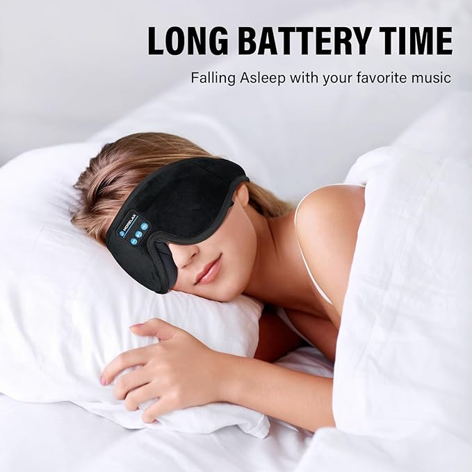 Sleep Headphones,Sleep Mask for Side Sleeper,3D Eye Mask for Sleeping with Stereo Speakers,Bluetooth Headphone,Perfect for Gifts for Women/Men Black