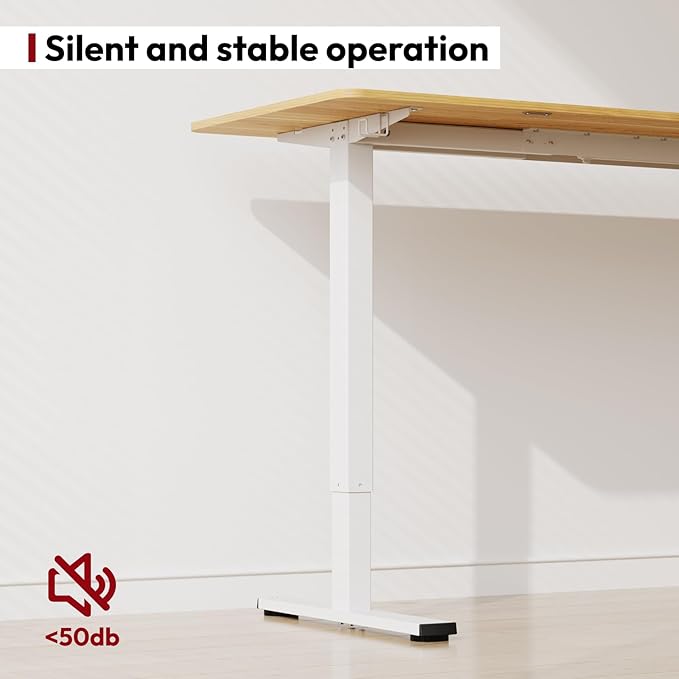 SANODESK Electric Standing Desk 40x24 Inch Height Adjustable Stand Up Desk Home Office Computer Workstation Sit Stand Home Office Desk with Splice Board (White Frame + Maple Top)