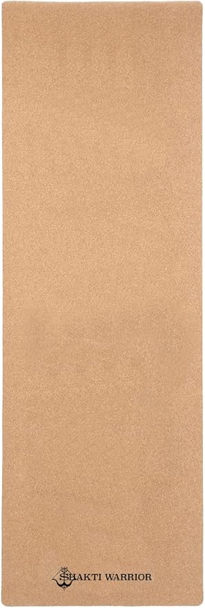 Shakti Warrior Cork Yoga Mat - Artist Designed, Premium Printed Eco-Friendly Non-Slip mat, Great for Regular & Hot Yoga, Pilates, Workouts 72 inch x 24 inch x 3mm Thick