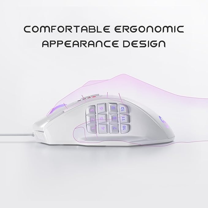 UtechSmart Venus Gaming Mouse RGB Wired, 16400 DPI High Precision Laser Programmable LED MMO Computer Gaming Mice with 12 Side Buttons