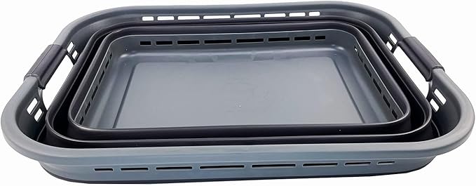 SAMMART 42L (11 Gallons) Collapsible Plastic Laundry Basket - Foldable Pop Up Storage Container/Organizer - Portable Washing Tub - Space Saving Hamper/Basket [BPA Free] (Grey/Nive Iron)