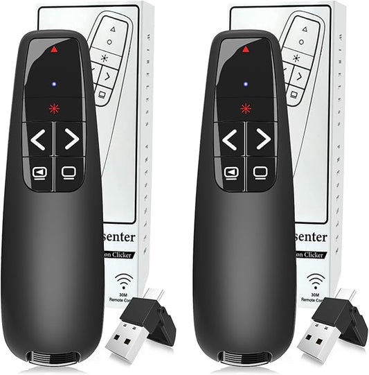 (2 Units) Wireless Presentation Clicker PowerPoint Presenter Remote: Clicker with Red Laser Pointer Long Range PPT Control -Power Point Google Slide Advancer for Mac Laptop PC Computer Keynote