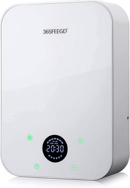 Waterless Essential Oil Diffuser, Portable Bluetooth Aromatherapy Device for Home, 24/7 Customizable Schedule, 1600 sq ft Coverage, 2×D Cell or Plug-in Powered (Dual Power-White)